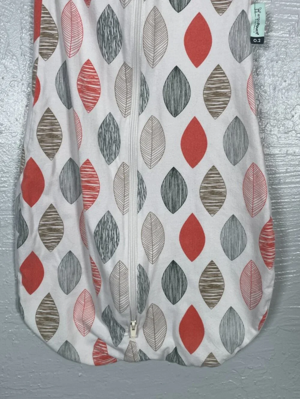 ergoPouch 3-12 Month Jersey Sleep Suit Sack 0.2 TOG Leaf Print Organic Cotton